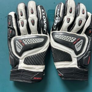 Clover RSC Motorcycle Gloves - XXL - Black & White Racing Protection